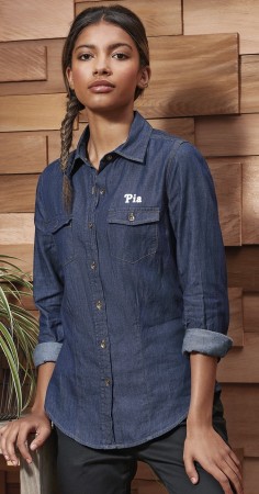 Denimskjorte med kontrastsømmer