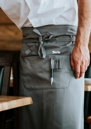 Langt midjeforkle med midtlommer